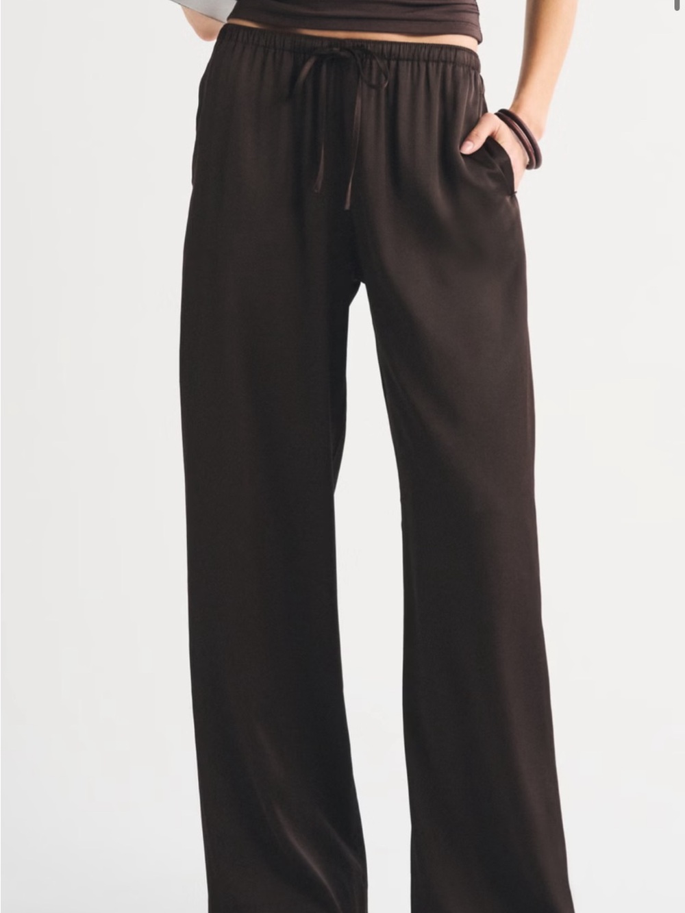 Abercrombie & Fitch Dark Brown Wide-Leg Drawstring Pants